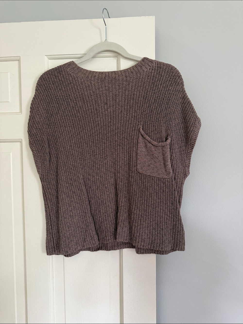 Free People Relaxed Pocket Crew Sweater - Mauve Brown